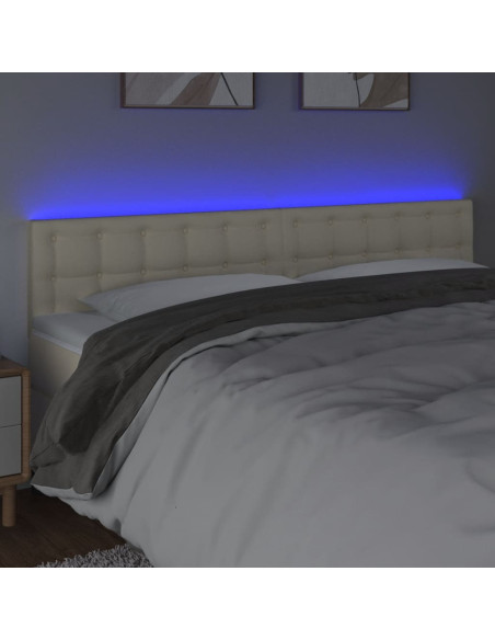 Testiera Crema a LED 180x5x78/88 cm in Similpelle