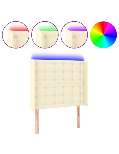 Testiera a LED crema 93x16x118/128 cm in Similpelle