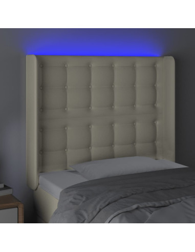 Testiera a LED crema 93x16x118/128 cm in Similpelle