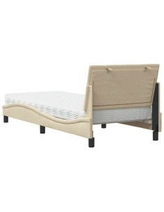 Letto con Materasso Hanko Crema 90x200 cm in Tessuto