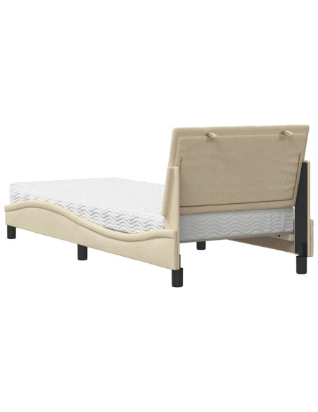 Letto con Materasso Crema 90x200 cm in Tessuto