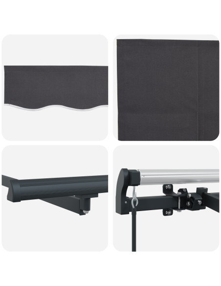 Tenda Retrattile Antracite 400x200 cm 400 x 200 cm 4 x 2 m