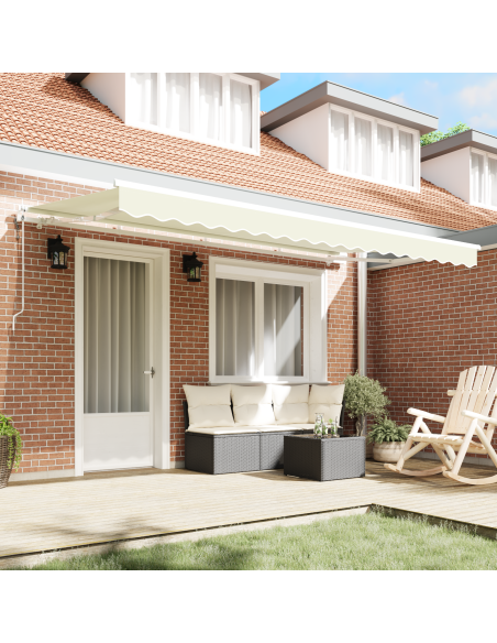 Tenda Retrattile Crema e Bianco 400x200 cm Large 4 x 2 m