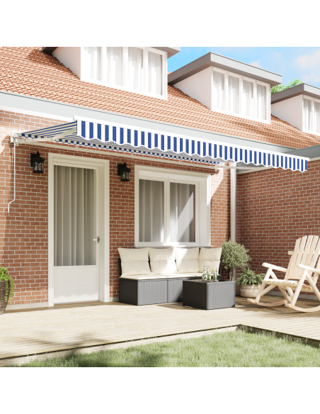 Tenda Retrattile Blu e Bianco 400x200 cm Alluminio
