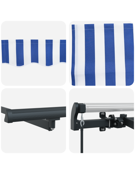 Tenda Retrattile Blu e Bianco e Antracite