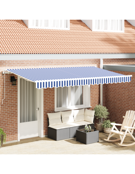 Tenda Retrattile Blu e Bianco 400x200 cm 400 x 200 cm 4 x 2 m