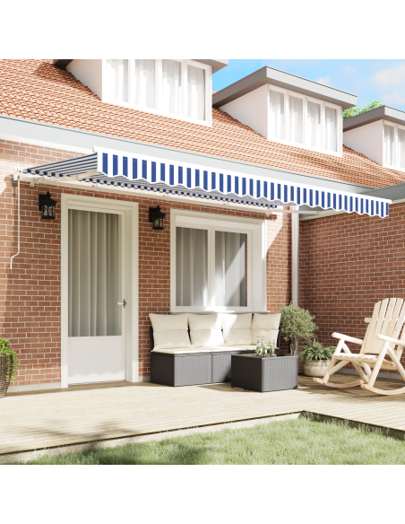 Tenda Retrattile Blu e Bianco 400x200 cm 400 x 200 cm 4 x 2 m