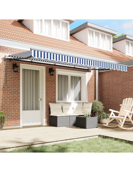 Tenda Retrattile Blu e Bianco e Antracite