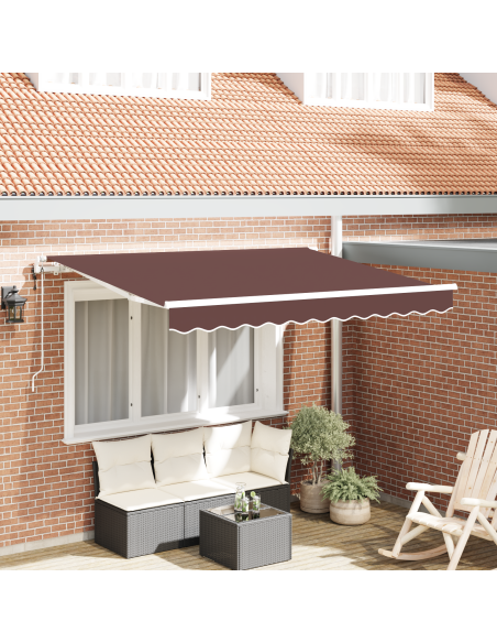 Tenda Retrattile Marrone e bianco