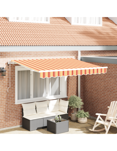 Tenda Retrattile Multicolore e Giallo e Arancione e Bianco