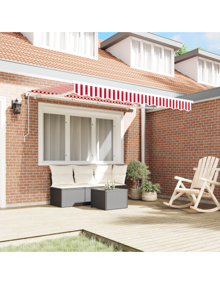Tenda da sole automatica retrattile rossa e bianca 350x200 cm