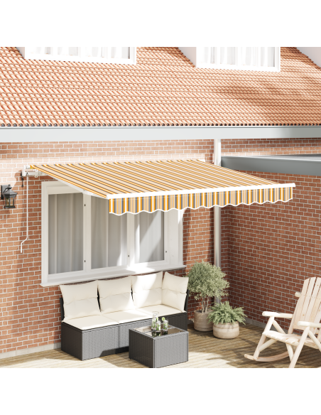 Tenda Retrattile Multicolore e Giallo e Grigio e Bianco