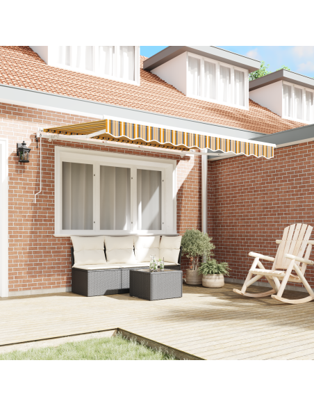 Tenda Retrattile Multicolore e Giallo e Grigio e Bianco