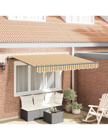 Tenda Retrattile Giallo, arancione e bianco