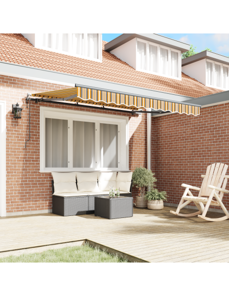 Tenda Retrattile Giallo, arancione e bianco