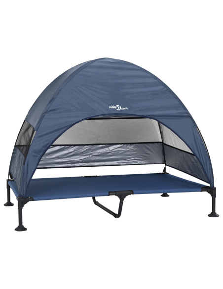 Letto rialzato per cani con tetto removibile blu navy XL Acciaio