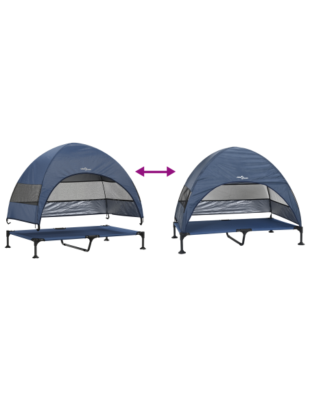 Letto rialzato per cani con tetto removibile blu navy XL Acciaio
