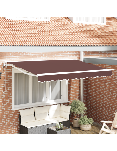 Tenda Retrattile Marrone 350 x 200 cm Poliestere e Metallo