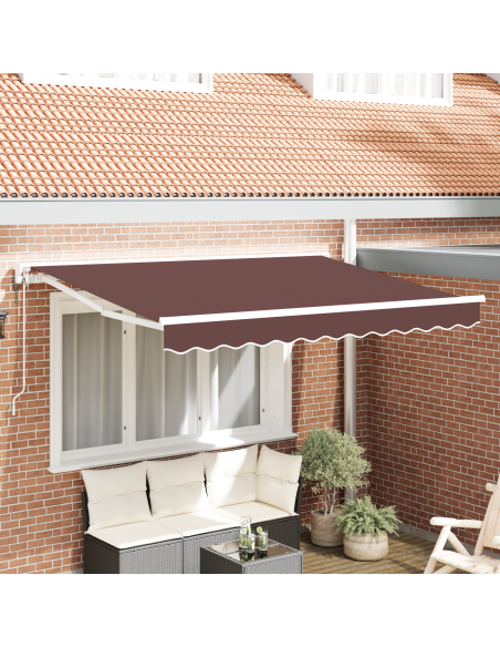 Tenda Retrattile Marrone 350 x 200 cm Poliestere e Metallo