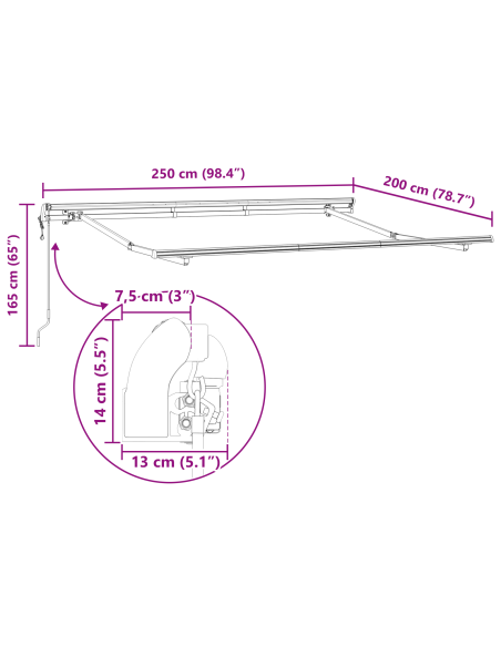 Tenda Retrattile Crema e Antracite