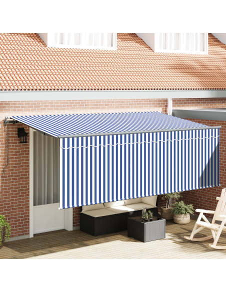 Tenda Retrattile Blu e Bianco 350 x 200 cm