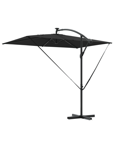 Ombrellone Nero 294 x 200 x 270 cm Poliestere e Alluminio