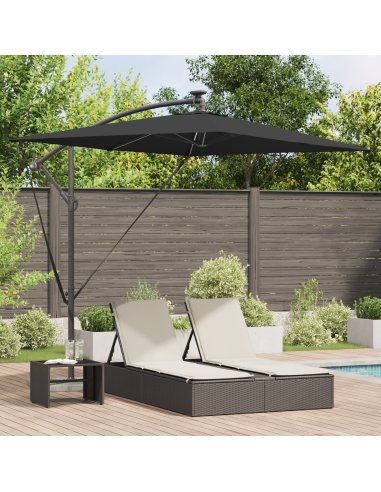 Ombrellone Nero 294 x 200 x 270 cm Poliestere e Alluminio