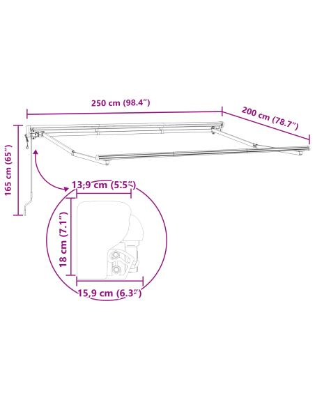 Tenda Retrattile Crema 250x200 cm
