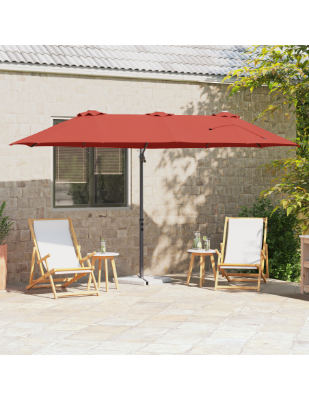 Ombrellone Terracotta 372 x 198 x 243 cm Poliestere e Alluminio