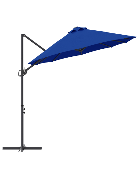 Ombrellone a braccio da giardino azzurro 372 x 198 x 253 cm