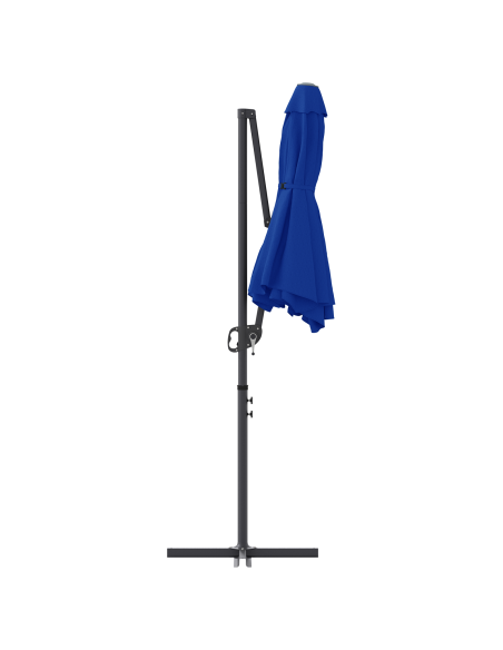 Ombrellone a braccio da giardino azzurro 372 x 198 x 253 cm