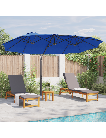 Ombrellone a braccio da giardino azzurro 372 x 198 x 253 cm