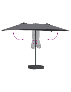 Ombrello da giardino Antracite 385 x 209 x 244 cm Poliestere 2