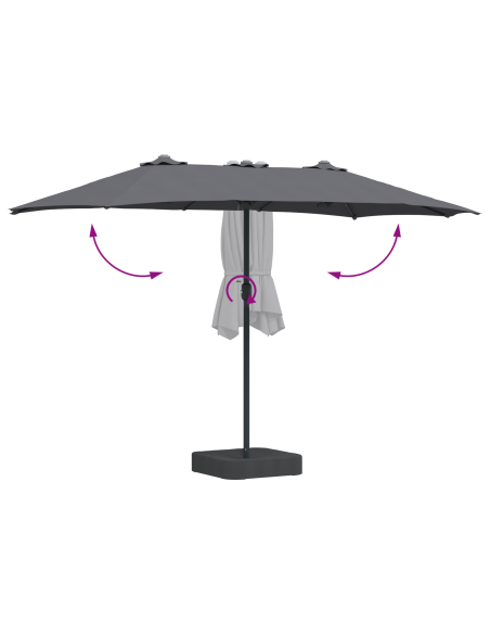 Ombrello da giardino Antracite 385 x 209 x 244 cm Poliestere