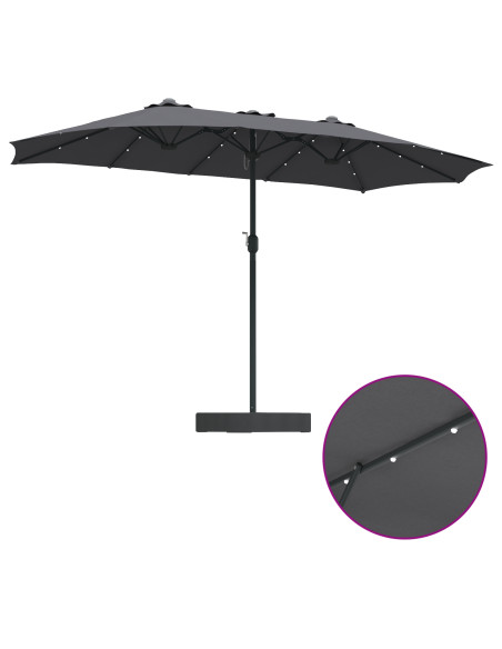 Ombrello da giardino Antracite 385 x 209 x 244 cm Tessuto