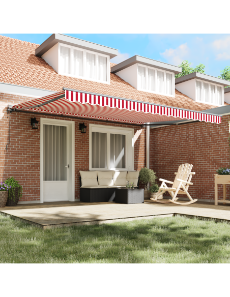 Tenda Retrattile Striscia Rossa e Bianca 450x300 cm