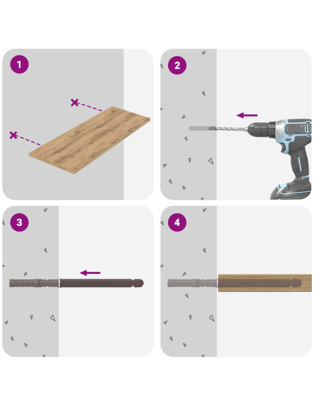 Bracket per mensola galleggiante 12 pcs Marrone Ø12 x 190 mm