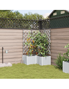 Vaso da giardino 3 pcs Bianco Acciaio