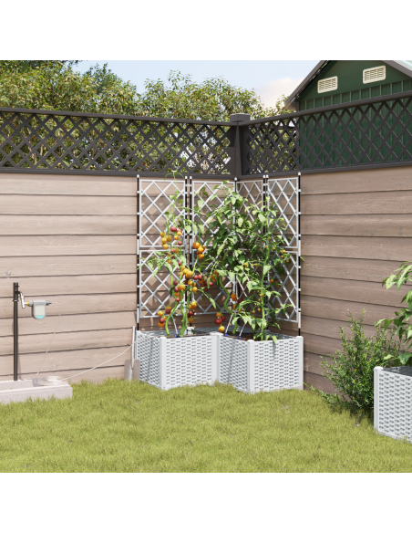 Vasi da Giardino con Sistema di Irrigazione, 3 Pezzi Bianchi