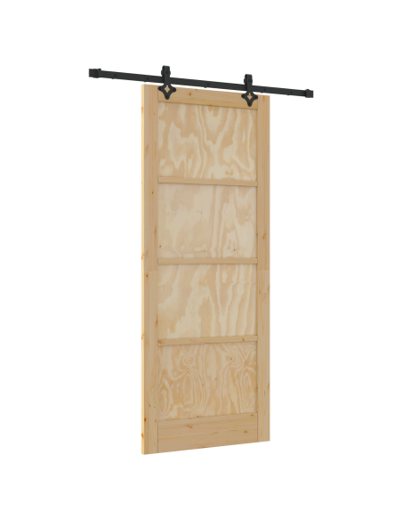 Porta Scorrevole con Set di Hardware 'ORKDAL'in Legno Massello di Pino