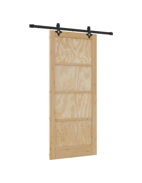Set di Porta Scorrevole con Accessori 'ORKDAL'in Legno Massello di Pino