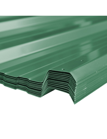 Pannelli per Tetto 12 pcs Verde 129 x 45 cm Acciaio zincato