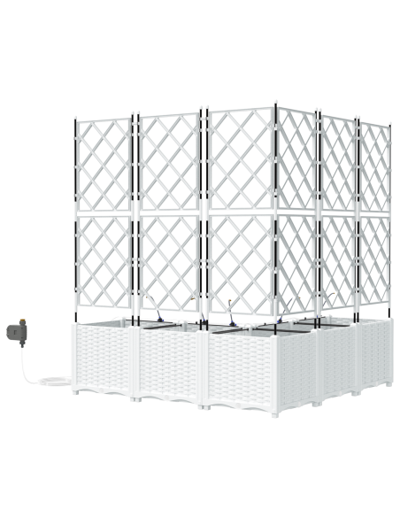 Vaso da giardino 5 pcs Bianco Acciaio