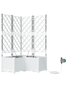 Vaso da giardino 3 pcs Bianco Acciaio 2