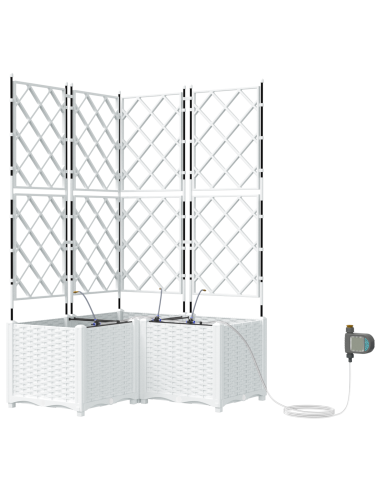 Vaso da giardino 3 pcs Bianco Acciaio