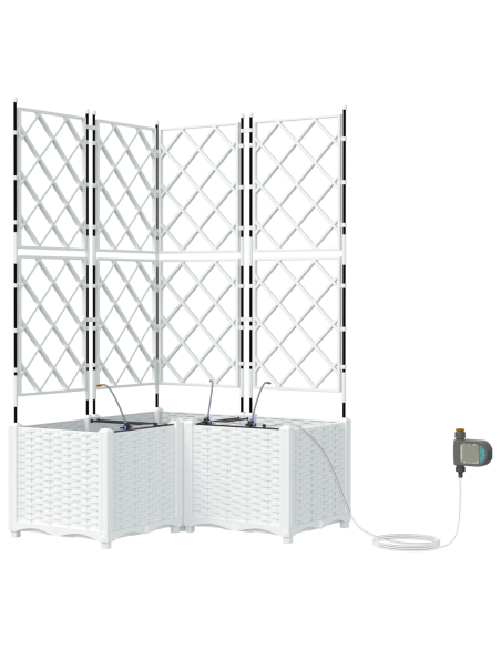 Vaso da giardino 3 pcs Bianco Acciaio