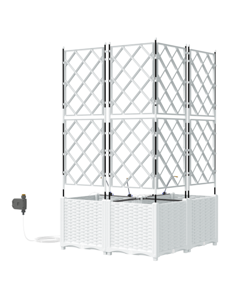 Vaso da giardino 3 pcs Bianco Acciaio