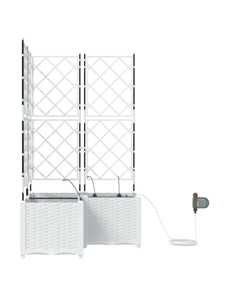 Vaso da giardino 3 pcs Bianco Acciaio