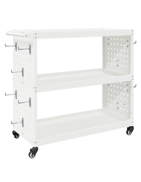 Carrello per Attrezzi con lo scaffale con ruota con archiviazione Bianco 75 x 35 x 73 cm