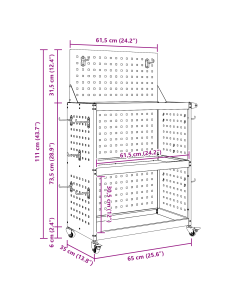 Carrello per Attrezzi con lo scaffale Nero 65 x 35 x 111 cm
